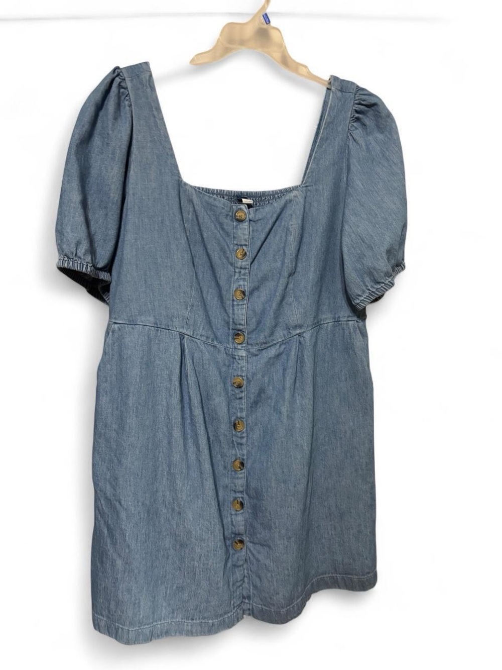 Old Navy XXL Denim Button-Front Puff Sleeve Dress - Light Blue